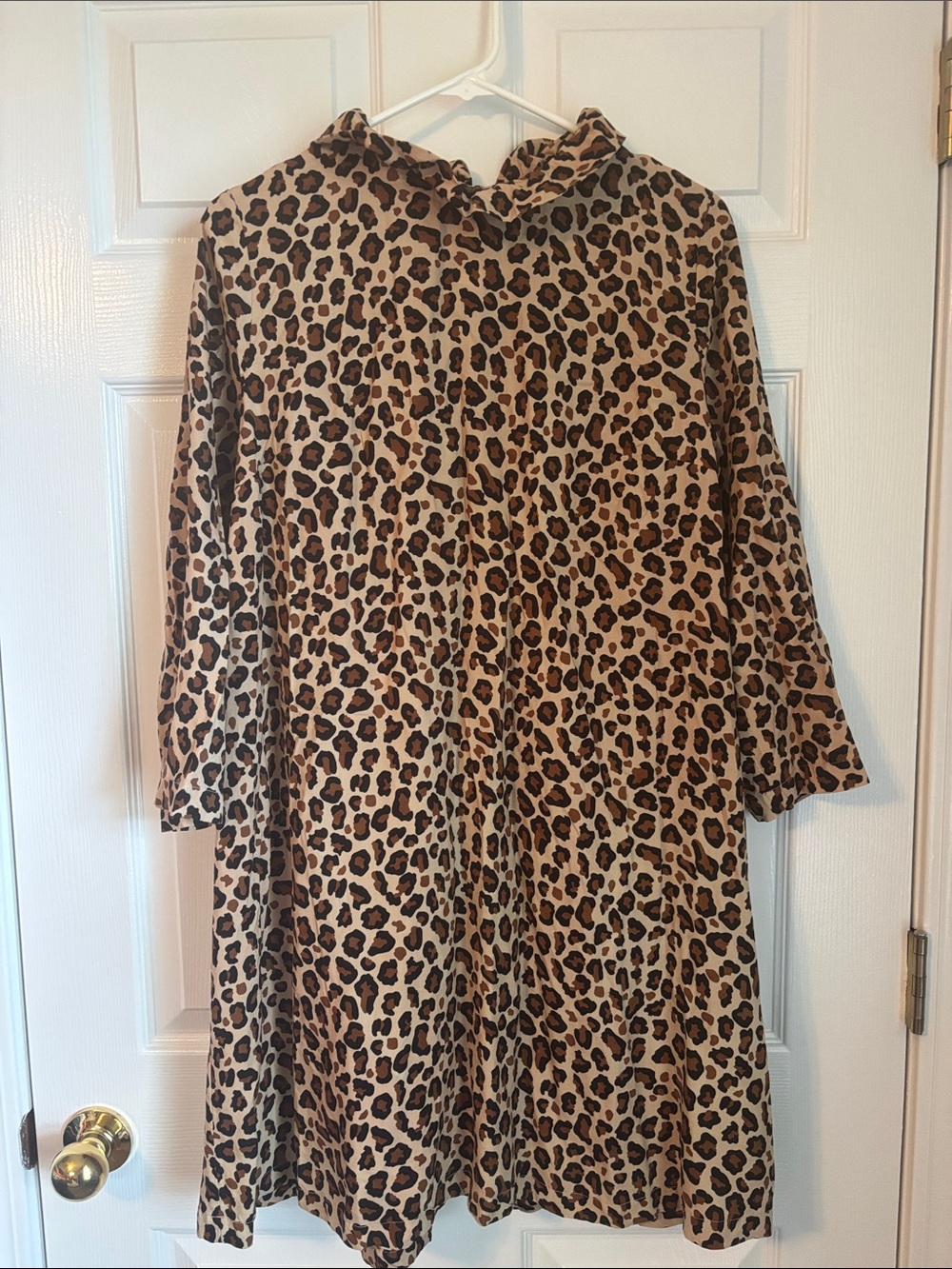 crown & ivy Leopard Print Hooded Coatigan in Tan and Brown